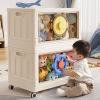 Foldable Toy Storage Box with Wheels – Large Capacity Transparent Organizer for Kids
