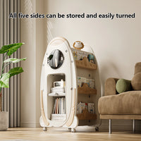 Kids Rocket Bookshelf with Wheels – Large Capacity Book Storage Organizer