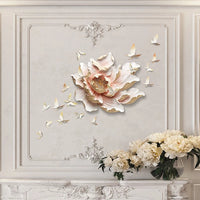 3D Flower Wall Decor Butterfly Resin Wall Decorļ¼Giant Flower with Birds Wall Art