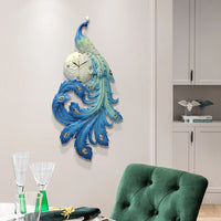 Peacock Wall Clock Resin 3D Home Living Room Decoration Silent Clock