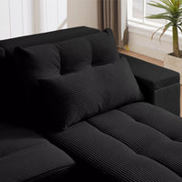 Free Combination Cloud Sectional Sofa Corduroy Upholstered L-Shaped Couch 3 in 1 Convertible Sleeper Sofa Bed Minimalist Modular Couches Chaise Lounge Daybed with Storage and 4 Pillows for Living Room