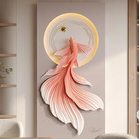 Goldfish Decoration Painting Lamp, Modern Luxury Indoor Background Wall Lamp Living Room Villa Corridor Creative Wall Light, Remote control with battery