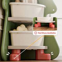 Christmas Tree Corner Bookshelf for Kids – Multi-Layer Storage Cabinet with Bins and Dustproof Door