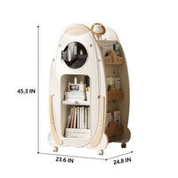 Kids Rocket Bookshelf with Wheels – Large Capacity Book Storage Organizer