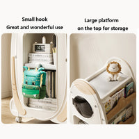 Kids Rocket Bookshelf with Wheels – Large Capacity Book Storage Organizer