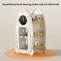 Kids Rocket Bookshelf with Wheels – Large Capacity Book Storage Organizer