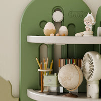 Kids Cactus Corner Bookshelf – Multi-Layer Storage with 3 Bins & Dustproof Bottom Cabinet