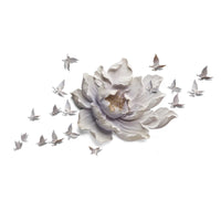 3D Flower Wall Decor Butterfly Resin Wall Decorļ¼Giant Flower with Birds Wall Art