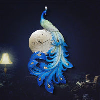 Peacock Wall Clock Resin 3D Home Living Room Decoration Silent Clock