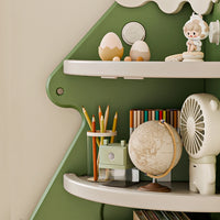 Christmas Tree Corner Bookshelf for Kids – Multi-Layer Storage Cabinet with Bins and Dustproof Door