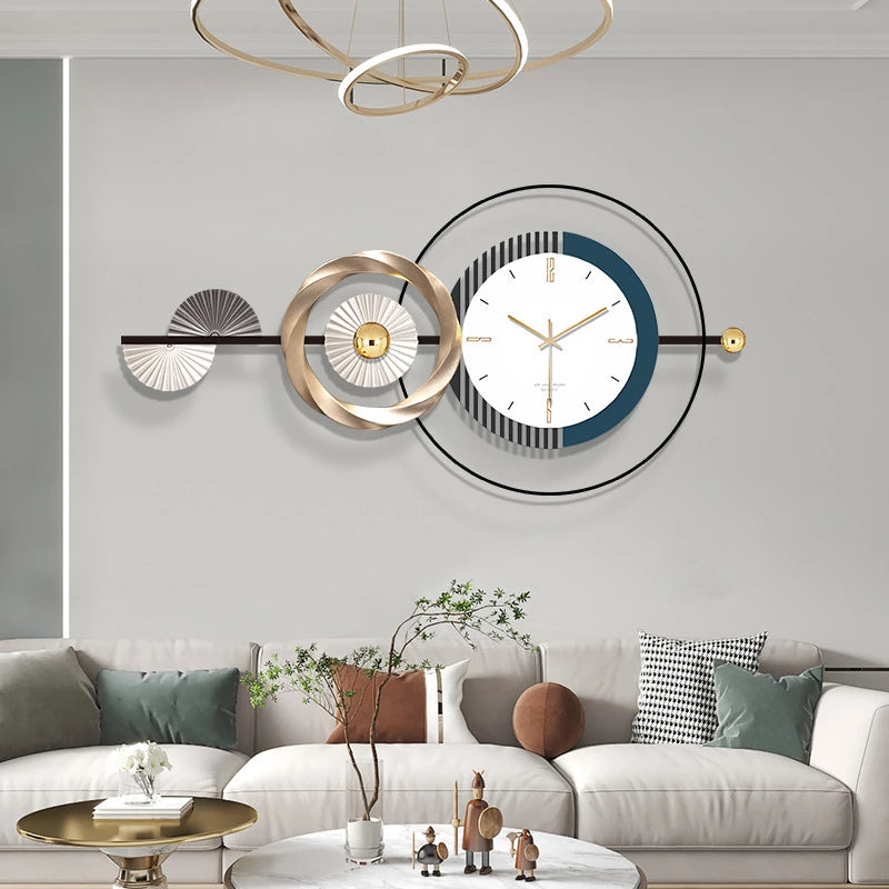 Wall Decor Wall Clock Home Living Room Atmosphere Nordic Modern TV Background Wall Decoration Clock 39.4in × 19.7in
