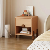 Solid Wood Nightstand with Unsheltered Storage, 1 Shelf and 1 Drawer, Bedside Table, 16"L x 15"W x 17"H
