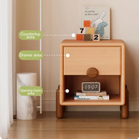 Solid Wood Nightstand with Unsheltered Storage, 1 Shelf and 1 Drawer, Bedside Table, 16"L x 15"W x 17"H