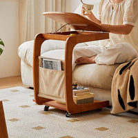 Solid Wood Side Living Room Household Small Coffee Table Nightstand Bedside,Table Narrow Side Table with Wheels