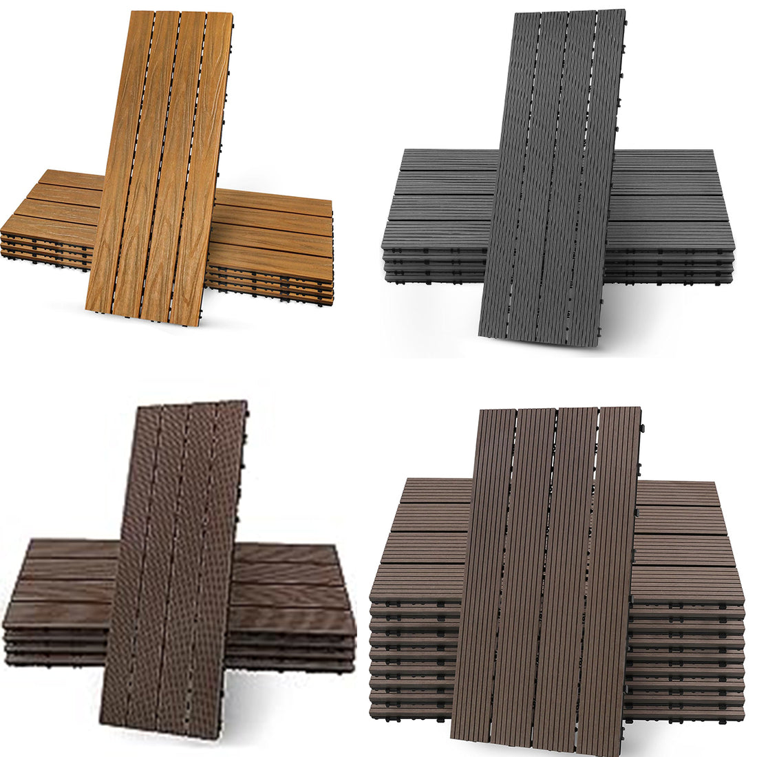 Interlocking Composite Decking Patio Tiles (Pack of 5,10)