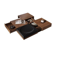 Walnut Wood Coffee Table with Storage, End Table with Storage,Modern Minimalist Design