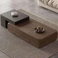 Oval Coffee Table, Modern Minimalist Expandable Coffee Table Walnut Wood, with Multifunctional Storage