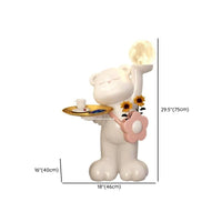 White Resin Rabbit Moon Floor Lamp Sculpture Ornament Decor Living Room Bedroom