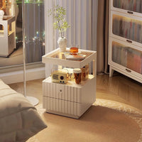 Simple Solid Wood Nightstand Bedside Table with Locking design inductive Minimalist Storage Cabinet for Bedroom Living Room 16x14x22inch