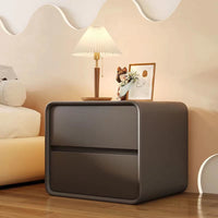 Nightstand, Modern All Solid Wood Night Stand, No Installation Required Bedside Table, 2 Drawers Dresser for Bedroom, Microfiber Leather Wrap