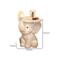 Elephant Lamp Bedside TableWith Decorative Led Light White Nightstand