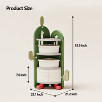 Kids Cactus Corner Bookshelf – Multi-Layer Storage with 3 Bins & Dustproof Bottom Cabinet