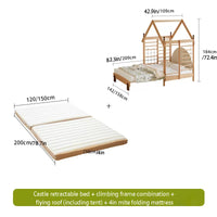 All solid wood kids bed with slide, tent suitable for 0-16 years old