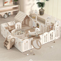 Foldable Baby Playpen with House and 1.6in Matching Toys| Star-Moon