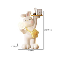 White Resin Rabbit Moon Floor Lamp Sculpture Ornament Decor Living Room Bedroom
