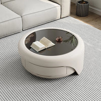 Creative Solid Wood Coffee Table Living Room Combination with Tempered Glass