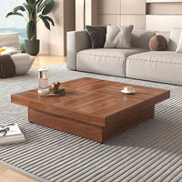 39.4'' Square Marble Veneer Coffee Table with Sliding Top Storage