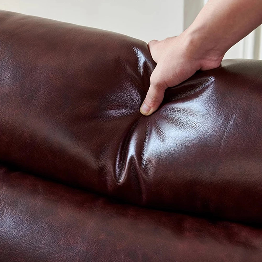 Single Leather Sofa Leisure Chair Solid Wood Design Home Balcony Recliner