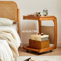 Solid Wood Side Living Room Household Small Coffee Table Nightstand Bedside,Table Narrow Side Table with Wheels