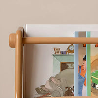 Art Deco Kids Nightstand with 1 Shelf, Timber Countertop, and Compartment Drawer, Wood Color