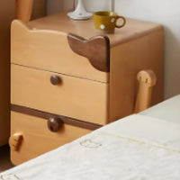 Solid Wood No Theme Modern Natural Bed Nightstand