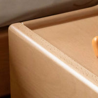 Art Deco Kids Nightstand with 1 Shelf, Timber Countertop, and Compartment Drawer, Wood Color