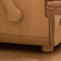 Modern Timber Space Kids Nightstand with Compartment, Wood Color