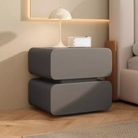 Leather Bedside Table, Modern Minimalist Bedside Table,Nightstand with 2 Drawers, Wood Bedside Table, Bedroom Bedside Table