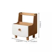 Art Deco Kids Nightstand with 1 Shelf, Timber Countertop, and Compartment Drawer, Wood Color