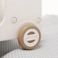 Children Nightstand with Cars, Fire Trucks Theme, Shelves Storage, and Open Back, White-Green