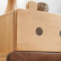 Modern Solid Wood Brown Bedside Table with Drawers for Nursery-Adorable Hippo Nightstand , 1/2 Pieces