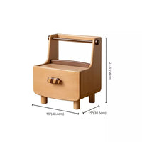 Art Deco Kids Nightstand with 1 Shelf, Timber Countertop, and Compartment Drawer, Wood Color
