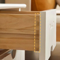 Rectangular Solid Wood Night Stand Simple Modern Cream Style Cute Creative Double Drawer Storage Cabinet Kids Mini Small Bedside Cabinet Slim Nightstand