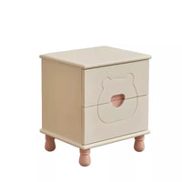 Rectangular Solid Wood Night Stand Simple Modern Cream Style Cute Creative Double Drawer Storage Cabinet Kids Mini Small Bedside Cabinet Slim Nightstand