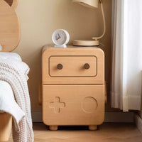 Modern Timber Space Kids Nightstand with Compartment, Wood Color
