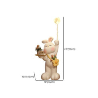 White Resin Rabbit Moon Floor Lamp Sculpture Ornament Decor Living Room Bedroom