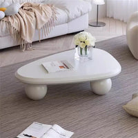Irregular Coffee Table Modern Wood Cloud Shape End Table Low Coffee Table for Living Room Cloud Coffee Table with 3 Ball Legs for Living Room Bedroom