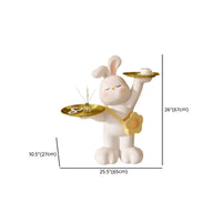 White Resin Rabbit Moon Floor Lamp Sculpture Ornament Decor Living Room Bedroom
