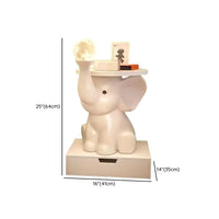 Elephant Lamp Bedside TableWith Decorative Led Light White Nightstand