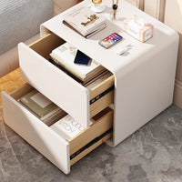 Nightstand, Modern All Solid Wood Night Stand, No Installation Required Bedside Table, 2 Drawers Dresser for Bedroom, Microfiber Leather Wrap